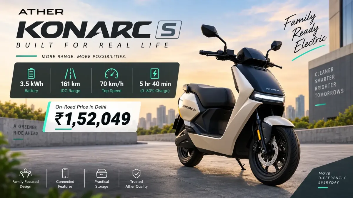 Ather Konarc S 161 Km On-Road Price, Range & Specs