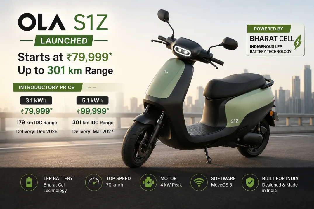 Ola S1Z Relaunched With 301 km Range, Bharat Cell