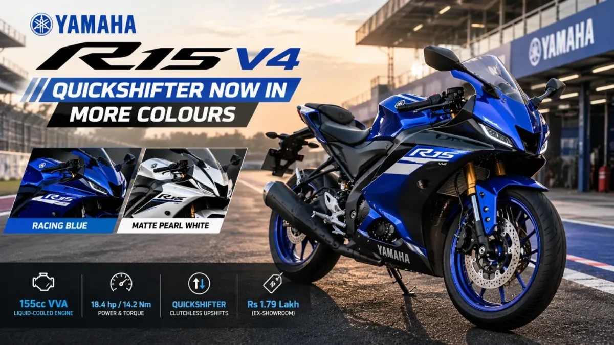 Yamaha R15 V4 Quickshifter Now Available in Racing Blue and Matte Pearl White