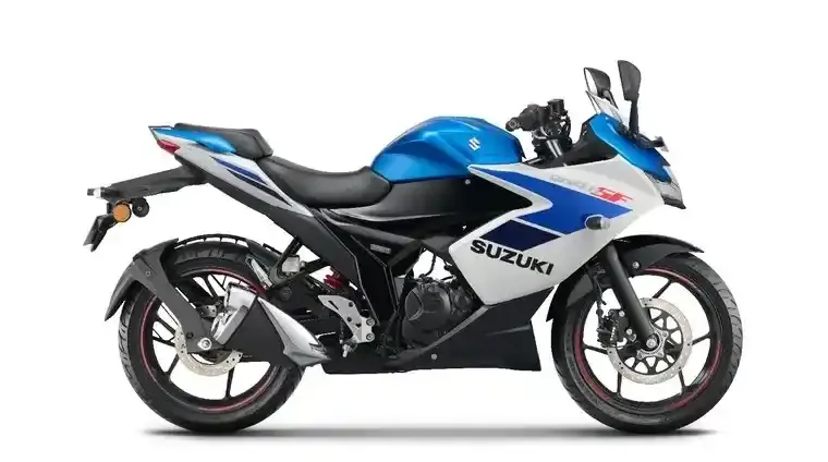 Suzuki Gixxer Sf Metallic Triton Blue and Pearl Glacier White